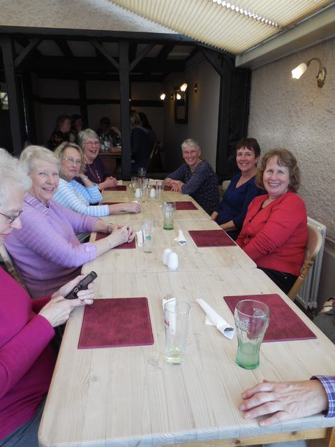 March Babies Lunch 2016.  Gwynneth, Gill D, Caroline, Jenny, Rosemary, Sue T, Jan P